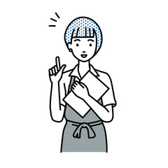 立って書類を手に持って何かひらめいたカフェ店員の女性