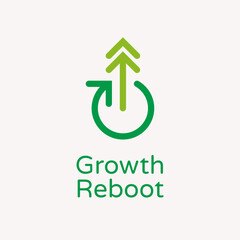 Growth logo with double arrow and restart button