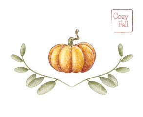 Orange pumpkin illustration. Autumn decotaion.