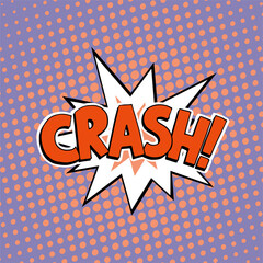 Cartoon explosion on a colorful background. Crash text. Vector illustration template in pop art style. Place for your text.