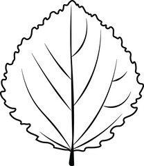 aspen leaf vector black and white
