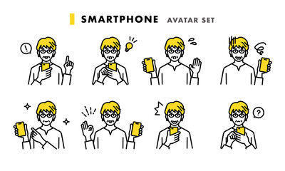 スマートフォンを持つ女性　アバターセット
