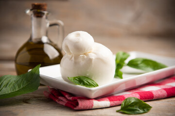 Delicious italian Burrata mozzarella cheese made with fresh milk