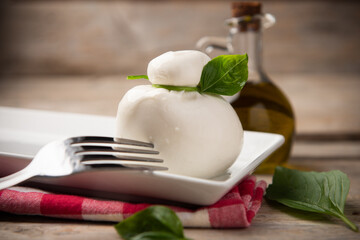 Delicious italian Burrata mozzarella cheese made with fresh milk