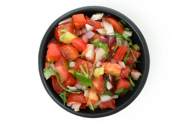 Bowl of Pico de Gallo isolated on white background