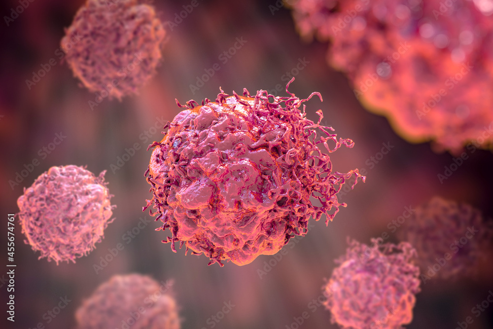 Poster cancer cells, 3d illustration