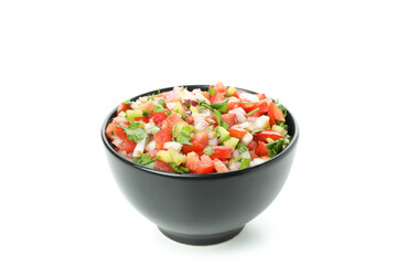 Bowl of Pico de Gallo isolated on white background