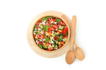 Bowl of Pico de Gallo isolated on white background