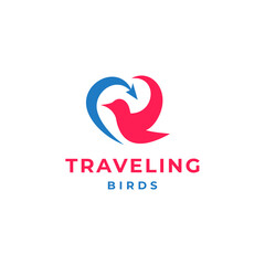 Travel birds in white background, vector logo design