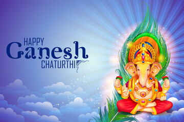 Lord Ganpati background for Ganesh Chaturthi festival of India with message meaning My Lord Ganesha