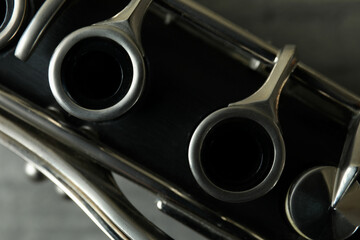 Naklejka premium Clarinet musical instrument, close up and selective focus