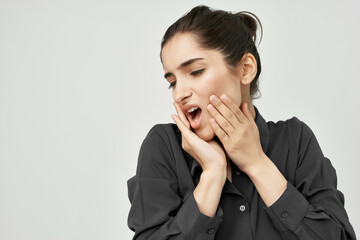 woman migraine stress negative isolated background