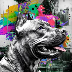 Foto op Plexiglas colorful artistic dog muzzle isolated on white background  © reznik_val