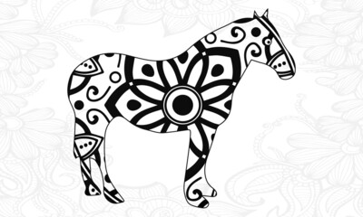 hand drawn horse.coloring page for adult & kids
