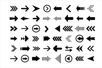 Arrows big black icon set. Arrow icon. Collection of vector arrows. Arrow. Cursor. Modern simple arrows. Vector illustration