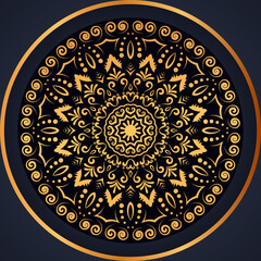luxury arabesque pattern mandala with decorative Vector illustration for Wedding card, poster, cover, banner in gold color.