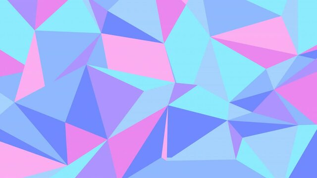 Abstract polygonal animated background. geometric triangles pastel blue and pink colors. live wallpaper, backdrop, banner. creative beautiful mosaic pattern. rumple texture. low poly motion graphics