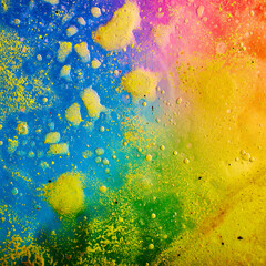 oil paint abstract figure sketch of bright colors on the canvas of a textured background