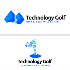 Technology flag golf logo design