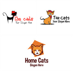 Animal pet shop cats cartoon character logo design