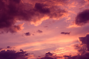 Fototapeta na wymiar Scenic pink sky landscape cloud like airplane.