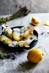 Lemon lavender ice cream. Fruit ice