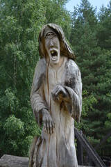 Wooden sculpture of slavic beast