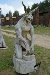Wooden sculpture of slavic devilish beast