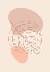 Botanical wall art. Print boho minimalist with abstract shape. Abstract home decor, floral print bohemian art work, vector