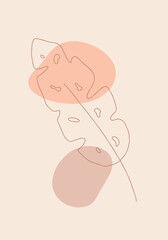 Botanical wall art. Print boho minimalist with abstract shape. Abstract home decor, floral print bohemian art work, vector