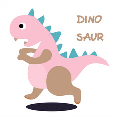 Pink cute dinosaur. Dinosaur icon.