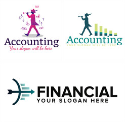 Accounting financial chart arrow money logo design