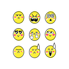 Cute Emoji set. Vector illustration EPS 10.