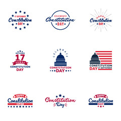 USA constitution day bundle set vector. 17 september. Logo and calligraphy design. Usable for constitution day greeting cards, posters, banners.
