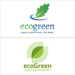 Eco green leaf oak agriculture Go Green logo design
