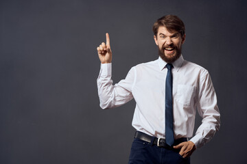 The man in a suit emotions hand gestures Studio