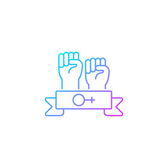 Women community gradient linear vector icon. Support equal rights for women. Feminist solidarity. Fighting sexism. Thin line color symbol. Modern style pictogram. Vector isolated outline drawing