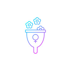 Femininity symbol gradient linear vector icon. Represent female strength and gentleness. Feminist therapy. Thin line color symbol. Modern style pictogram. Vector isolated outline drawing