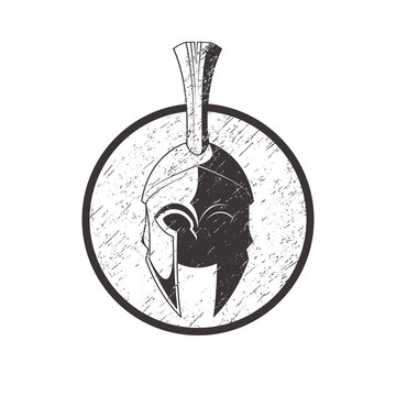 Spartan helmet vintage symbol in grunge style