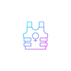 Women in military gradient linear vector icon. Female soldiers. Equal opportunities. Self defense. Freedom fighter. Thin line color symbol. Modern style pictogram. Vector isolated outline drawing