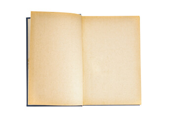 Old antique open book on white background