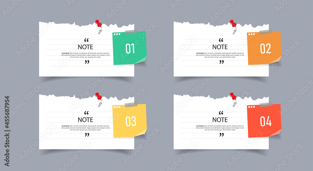 Poster text box design with note papers.