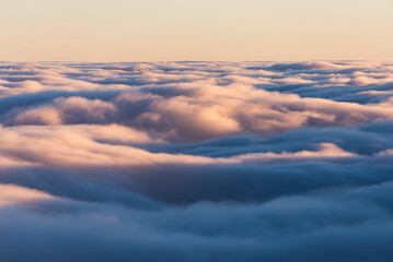 Fototapeta na wymiar Low clouds in Carpathian Mountains