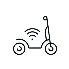 Electric scooter linear icon. Eco transport thin line customizable illustration. Contour symbol. Vector isolated outline drawing. Editable stroke