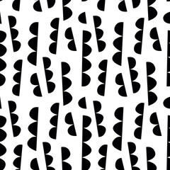 Trendy seamless pattern with graphic abstract geometric shapes. Avant-garde puzzle style. Geometric wallpaper for  cover design.