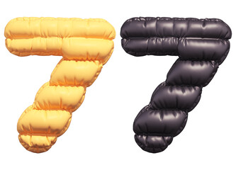 Puffer font. Yellow and Black. Number 7.