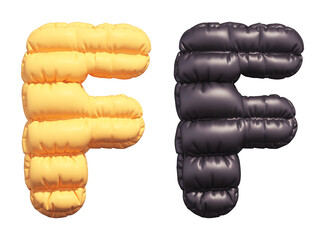 Puffer font. Yellow and Black. Letter F.