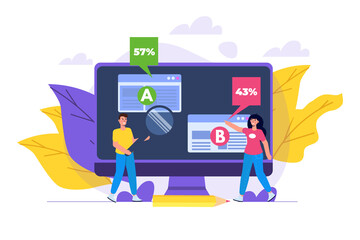 A-B comparison. Split testing concept. Vector illustration.