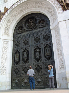 Ancient gates of the Cathedral of Christ the Savior in Russia