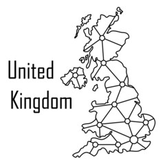 United Kingdom map icon, vector illustration in black isolated on white background.